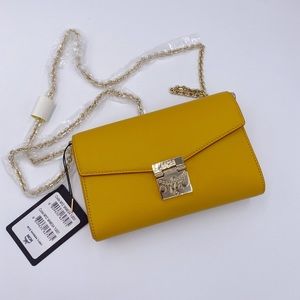 MCM Patricia Chain Leather Cross Body Golden Mango